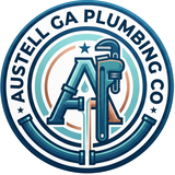 Austell GA Plumbing Co logo, a circular badge with a letter A, water drop and pipe wrench